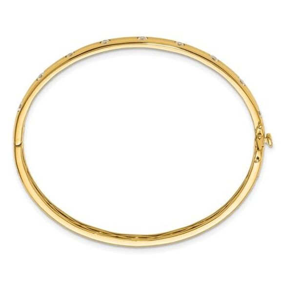 14K Lab Grown Diamond Bangle Bracelet - Picture 1 of 4